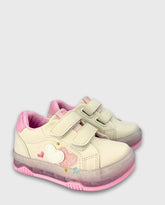 Tenis Velcro Corazones Vainilla Rosa
