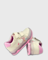 Tenis Velcro Corazones Vainilla Rosa Moda