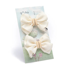 Set Pinzas Moño Whisper Bow crudo