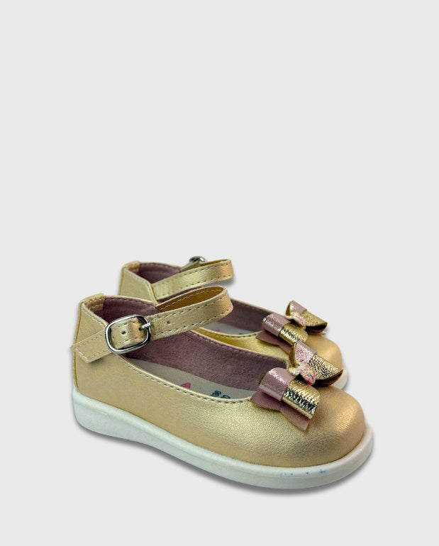 Baletas Moño Brillo Champagne