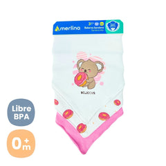 Set 3 baberos Estampados Niña Oso