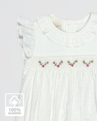 Mameluco 100% Algodón Blanco Moda Niña