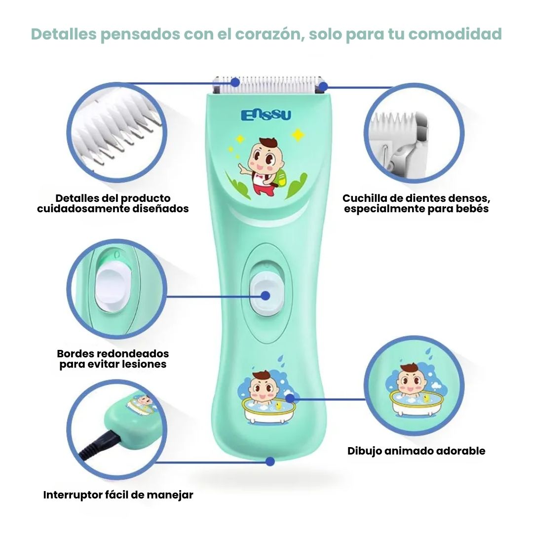 Máquina Corte De Cabello Recargable Bebé Detalles