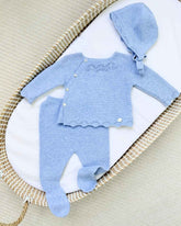 Primer Día Tricot Botones Azul