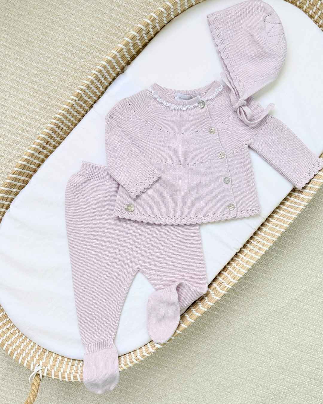 Primer Día Tricot Botones Lila