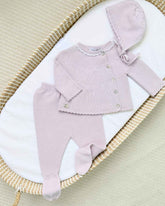 Primer Día Tricot Botones Lila