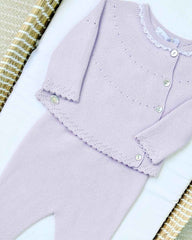 Primer Día Tricot Botones Lila Algodón