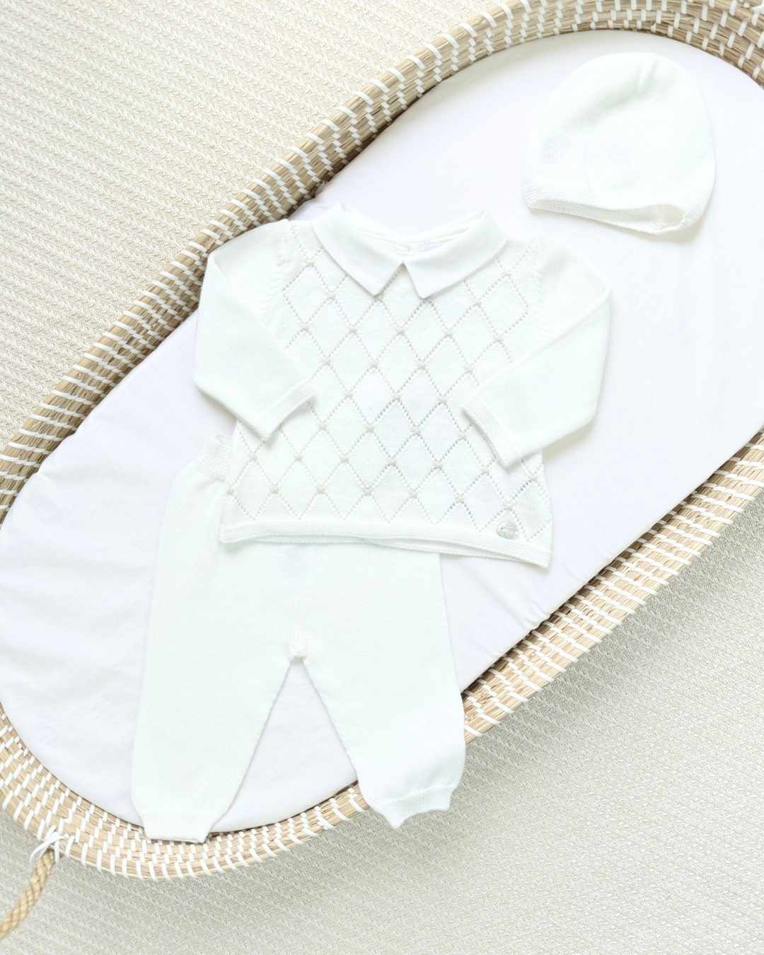 Primer Día Tricot Rombos Blanco Martin Aranda