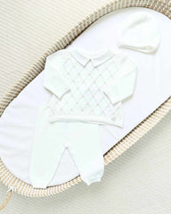 Primer Día Tricot Rombos Blanco Martin Aranda