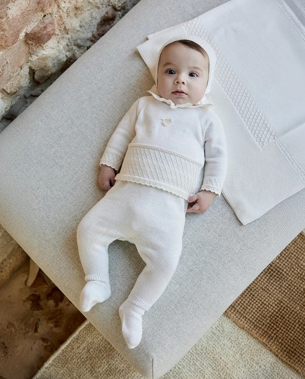 Primer Dia Tricot Cuello Encaje Blanco Martin Aranda bebe