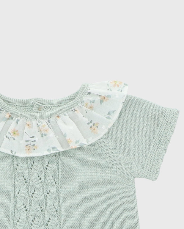 Conjunto Combinado Tricot Verde Marín Aranda detalle