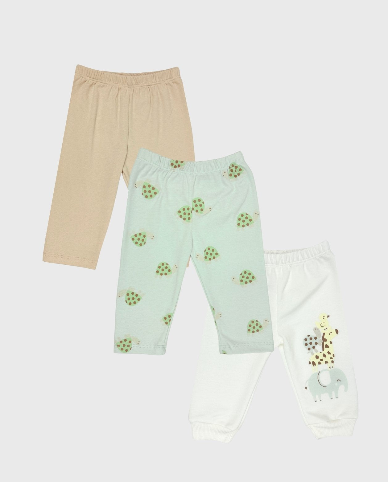 Set 3 Pantalones Estampados Tortuga Niño Beige