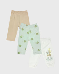 Set 3 Pantalones Estampados Tortuga Niño Beige