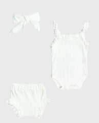 Body Con Balaca y Panty Blanco