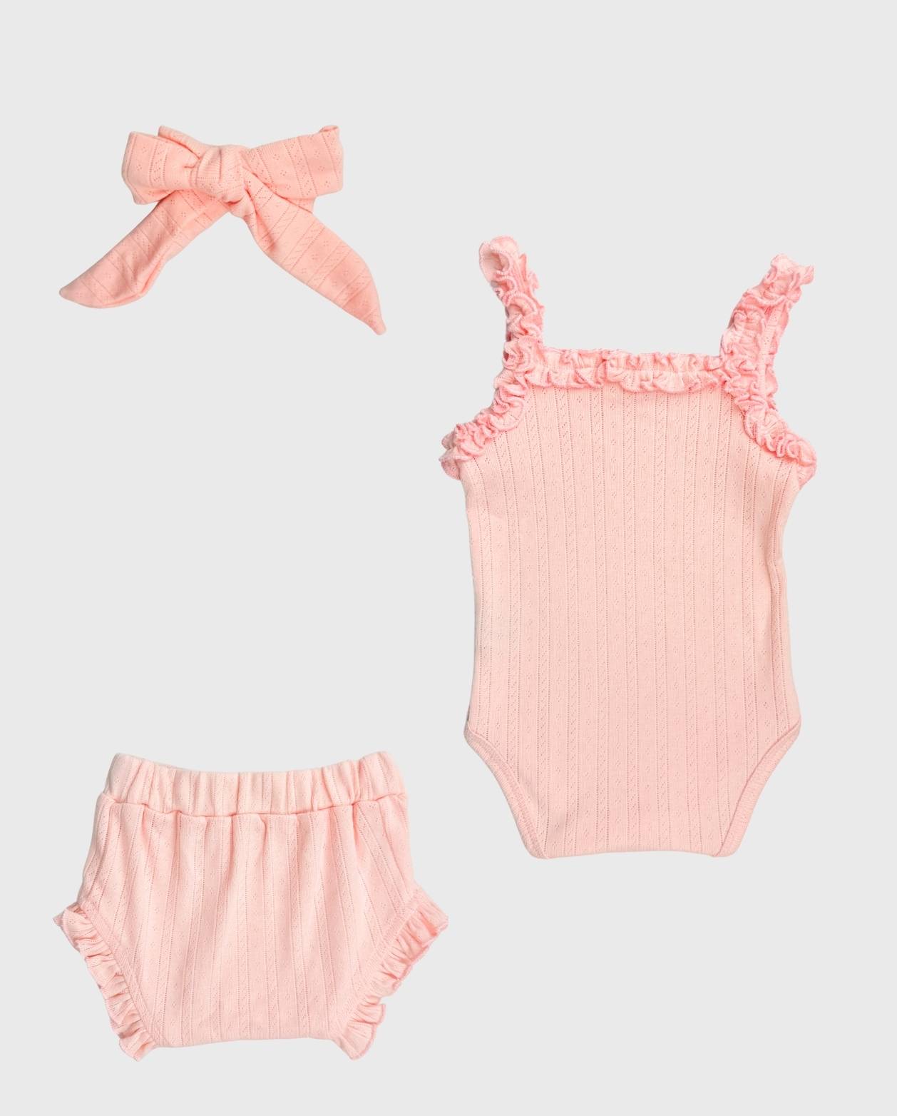 Body Con Balaca y Panty Rosa