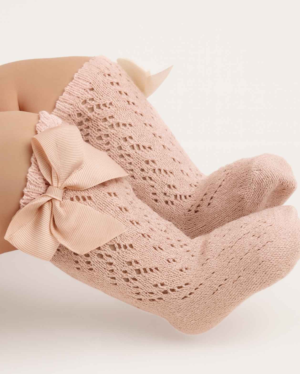 Media Española Moño Lazo Palo Rosa Pink