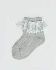 Medias Detalle Encaje Gris