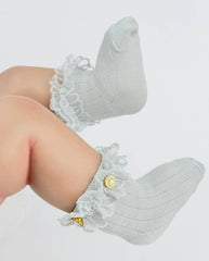 Medias Encaje Flor Perlas Detalles