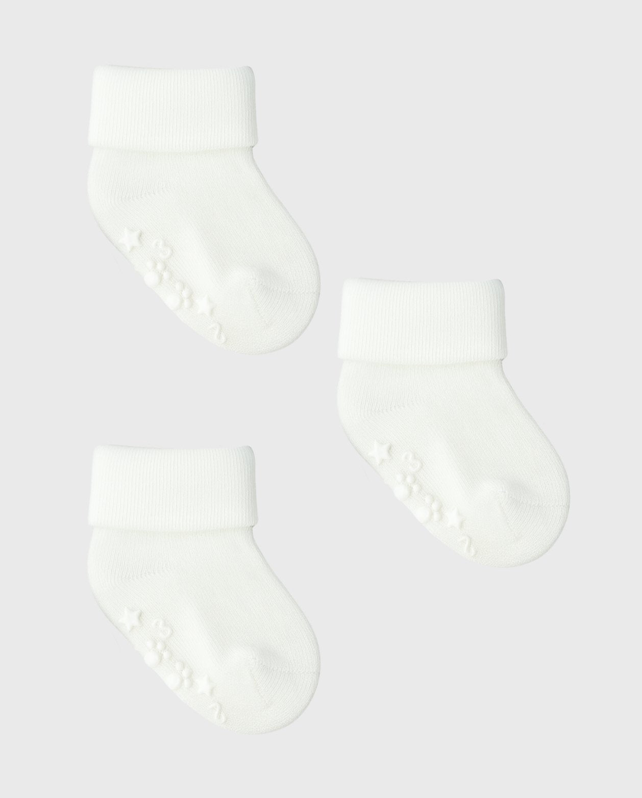 Set 3 Medias Antideslizante Blanco Bebé