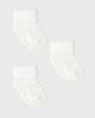 Set 3 Medias Antideslizante Blanco Bebé