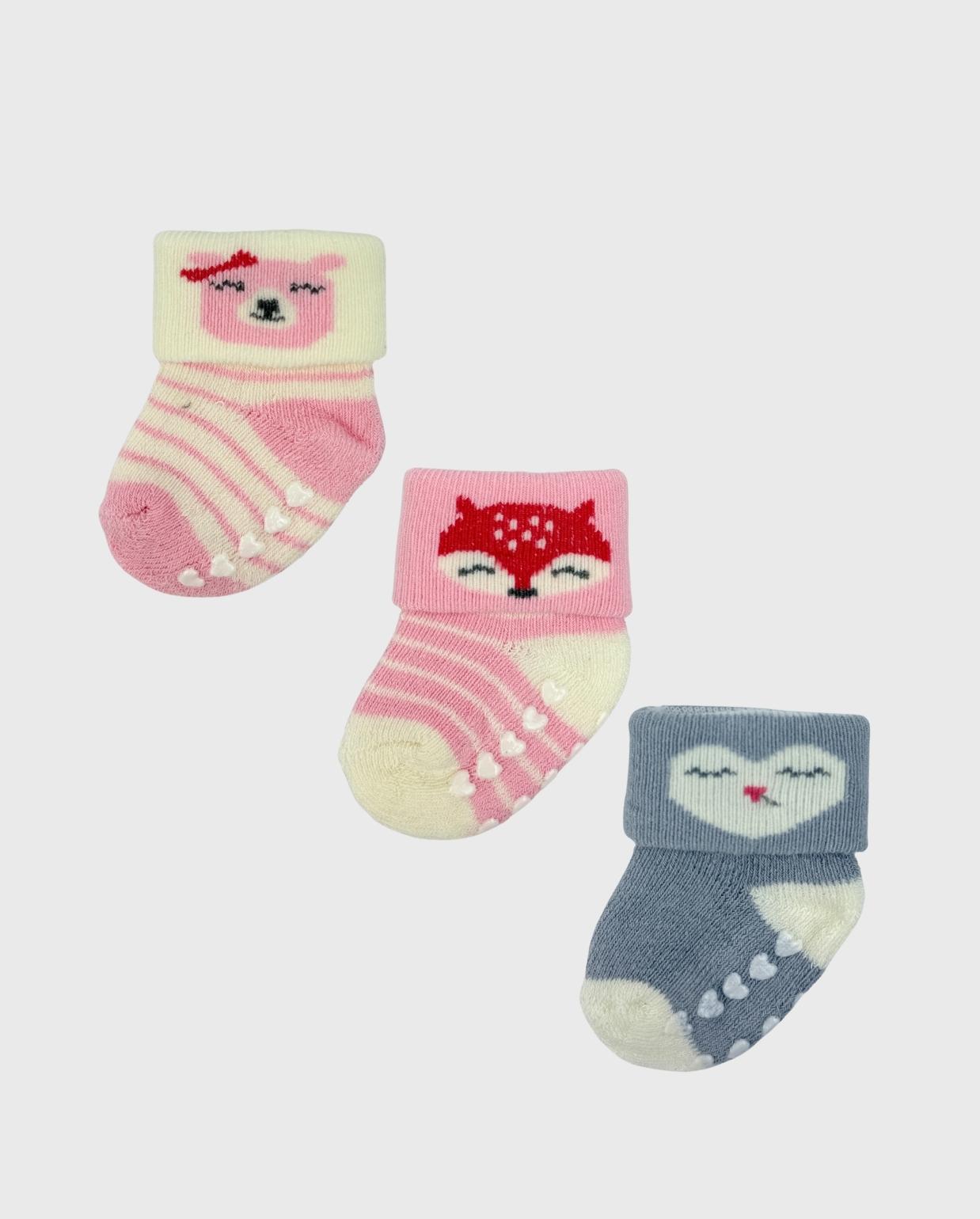 Set 3 Medias Doblez Estampado Surtido 0-6M Animales