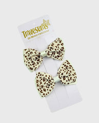 Set 2 Pinzas Moño Coquette Animal Print Fashion