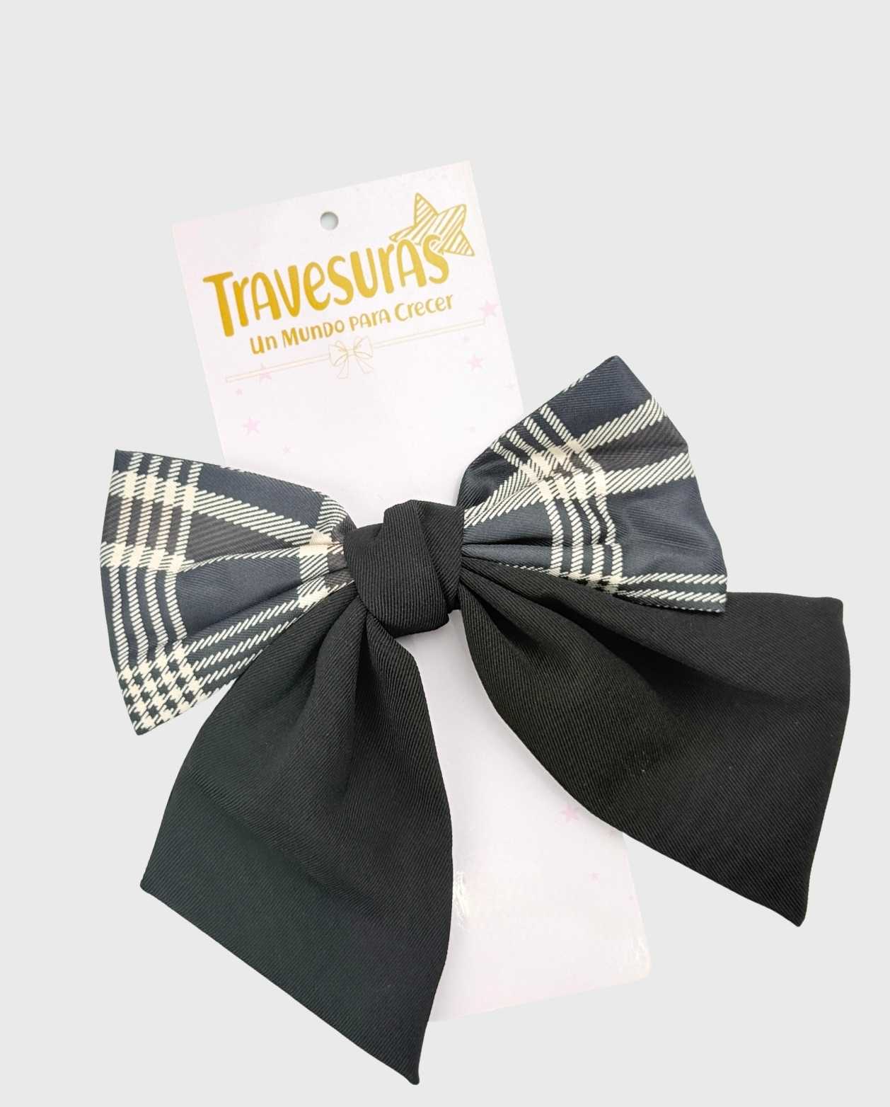Moño Coquette Cuadros Negro