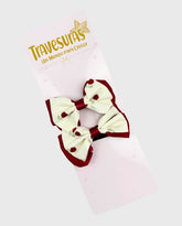 Set 2 Pinzas Moño Coquette Rojo Rosas