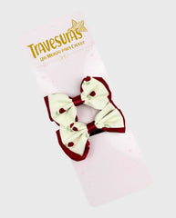 Set 2 Pinzas Moño Coquette Rojo Rosas