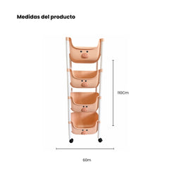 Organizador 4 Puestos Cerdo Rosa Medidas