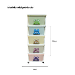 Organizador 5 Cajones Animales Colores Medidas