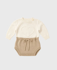 Body En Tricot Manga Larga Corazon Beige estilo