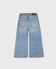 Pantalón Denim Bota Ancha Bordado Arcoiris diseño