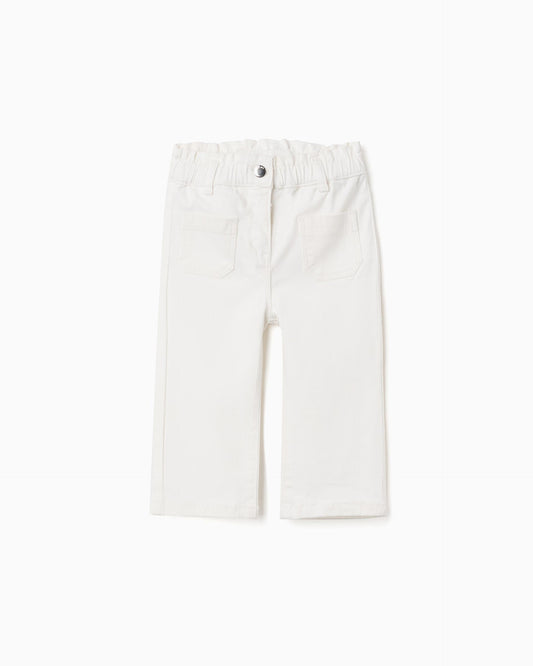 Pantalón Resorte Bolsillos Blanco Zippy
