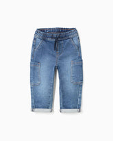 Pantalón Resorte Jogger Bolsillo Denim Azul Zippy