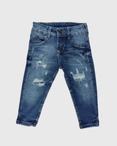 Pantalón Detalle Desgaste Denim Medio