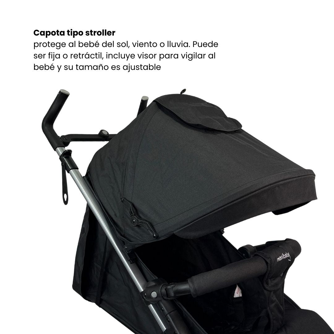 Coche Paseador Europeo Yogger Maxibaby Negro Capota