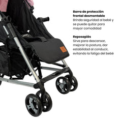Coche Paseador Europeo Yogger Maxibaby Rosa Detalles