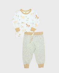 Pijama Manga Larga Estampado Granja Caballos