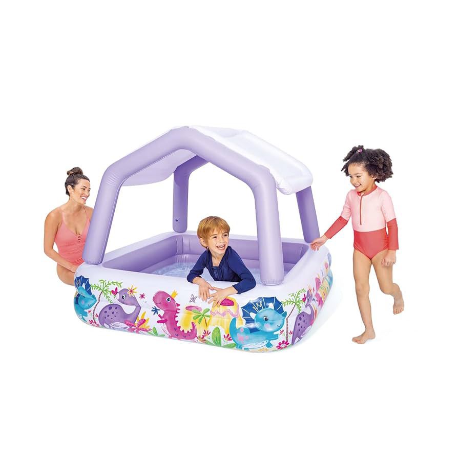 Piscina Inflable Con Techo Dinosaurios
