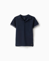 Polo Clásico Detalle Rayas Azul Oscuro Zippy