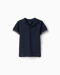 Polo Clásico Detalle Rayas Azul Oscuro Zippy