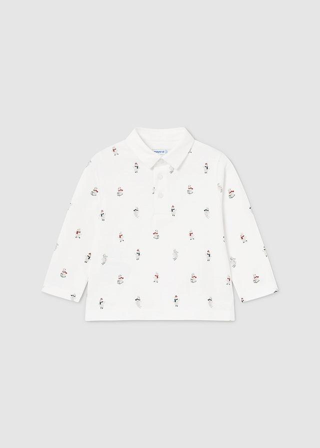 Polo Manga Larga Estampado Blanco Mayoral