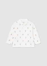 Polo Manga Larga Estampado Blanco Mayoral