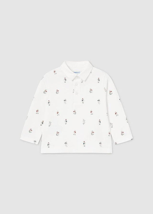 Polo Manga Larga Estampado Blanco Mayoral