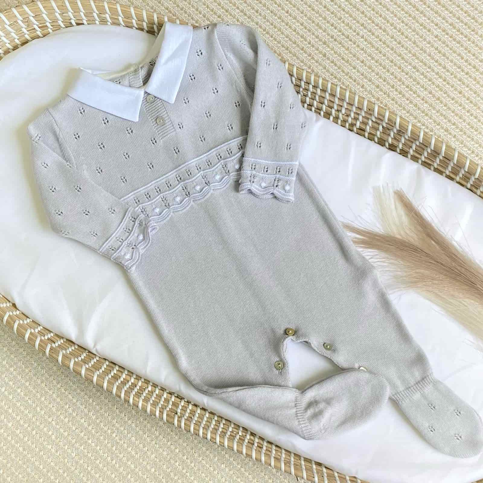 Primer Día Tricot Cuello Punto Gris