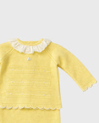 Primer Dia Tricot Cuello Puntos Amarillo Martin Aranda detalle
