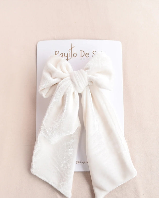 Pinza Maxi Moño Velvet Blanco Rayito de Sol