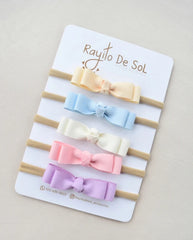 Set 4 Balacas Moño Pia Azul Rayito de Sol