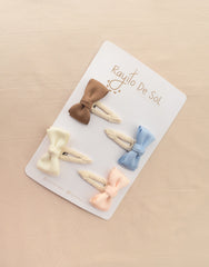 Set 4 Hebillas Moño Meli Azul Rayito de Sol